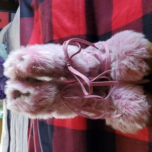Pink furry boots size 8